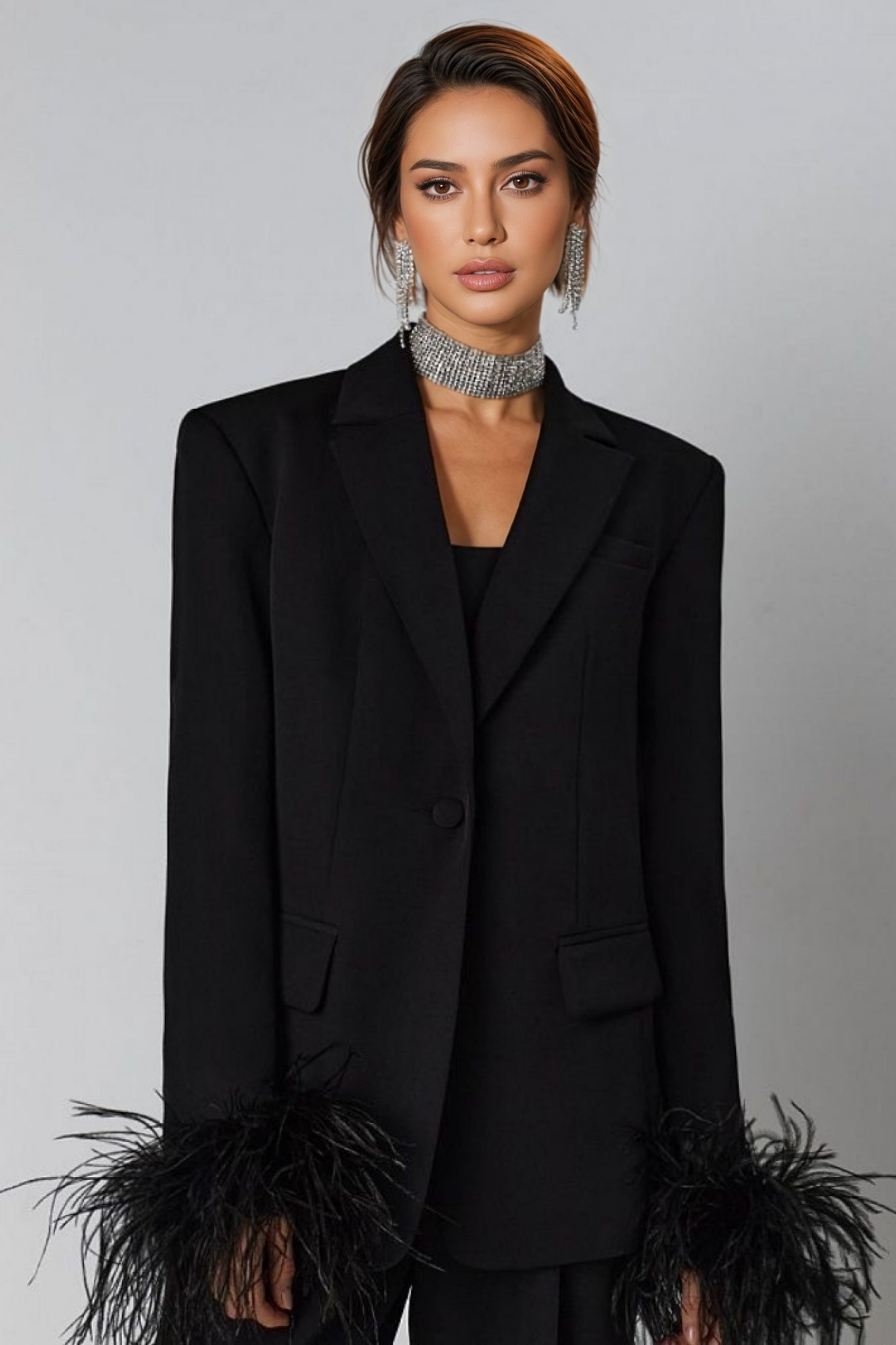 Rupok Feather Suit Trousers Two-piece Set