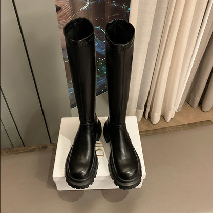Flat Mouth High Leg Thick Bottom Large Boots