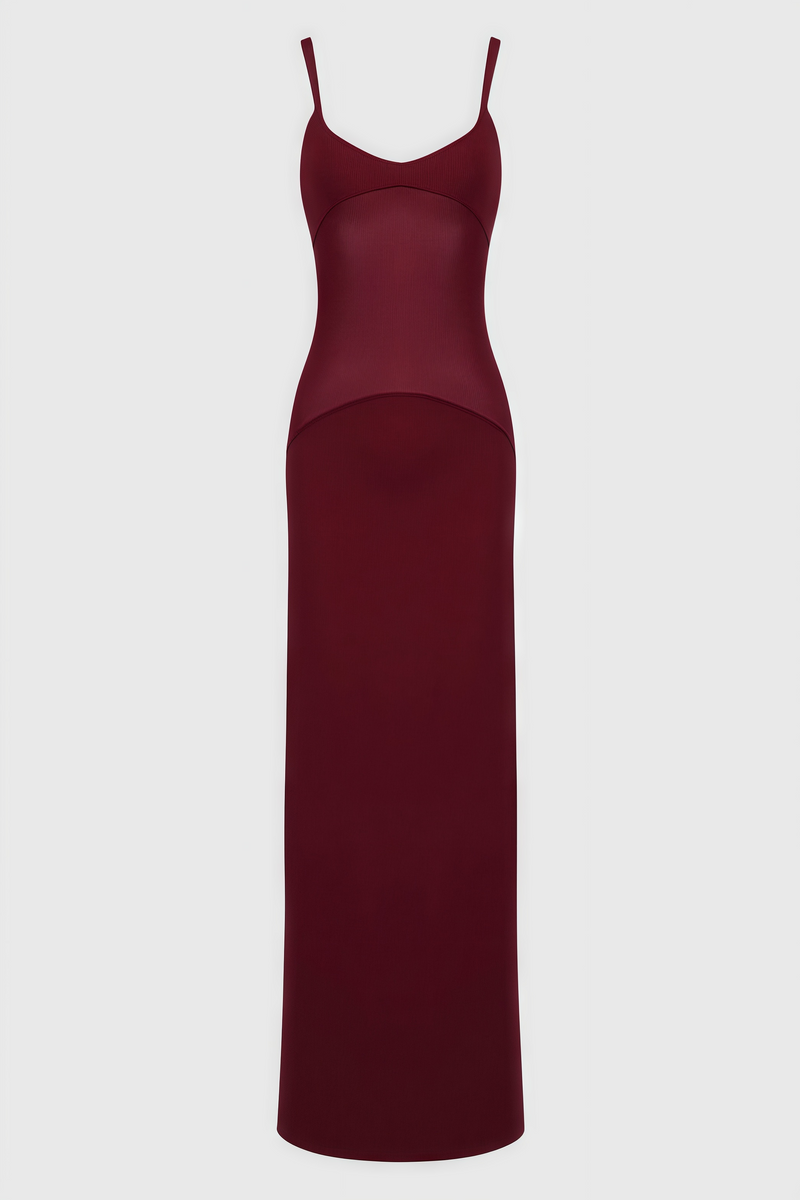 Eirand Red Halter Mesh Maxi Dress