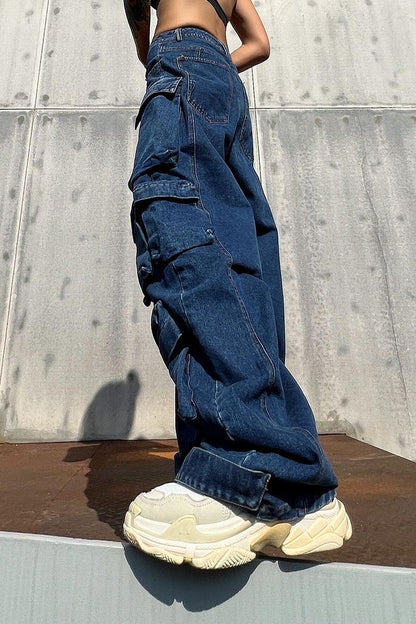 Denim Parachute Loose Pants