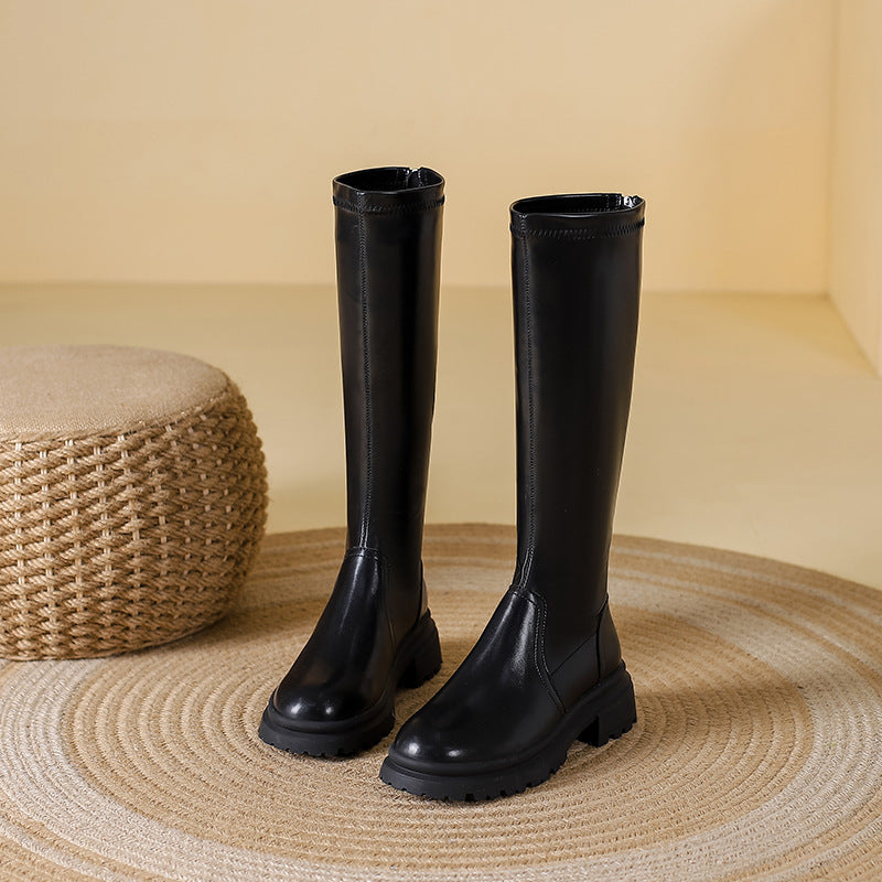 Flat Mouth High Leg Thick Bottom Large Boots