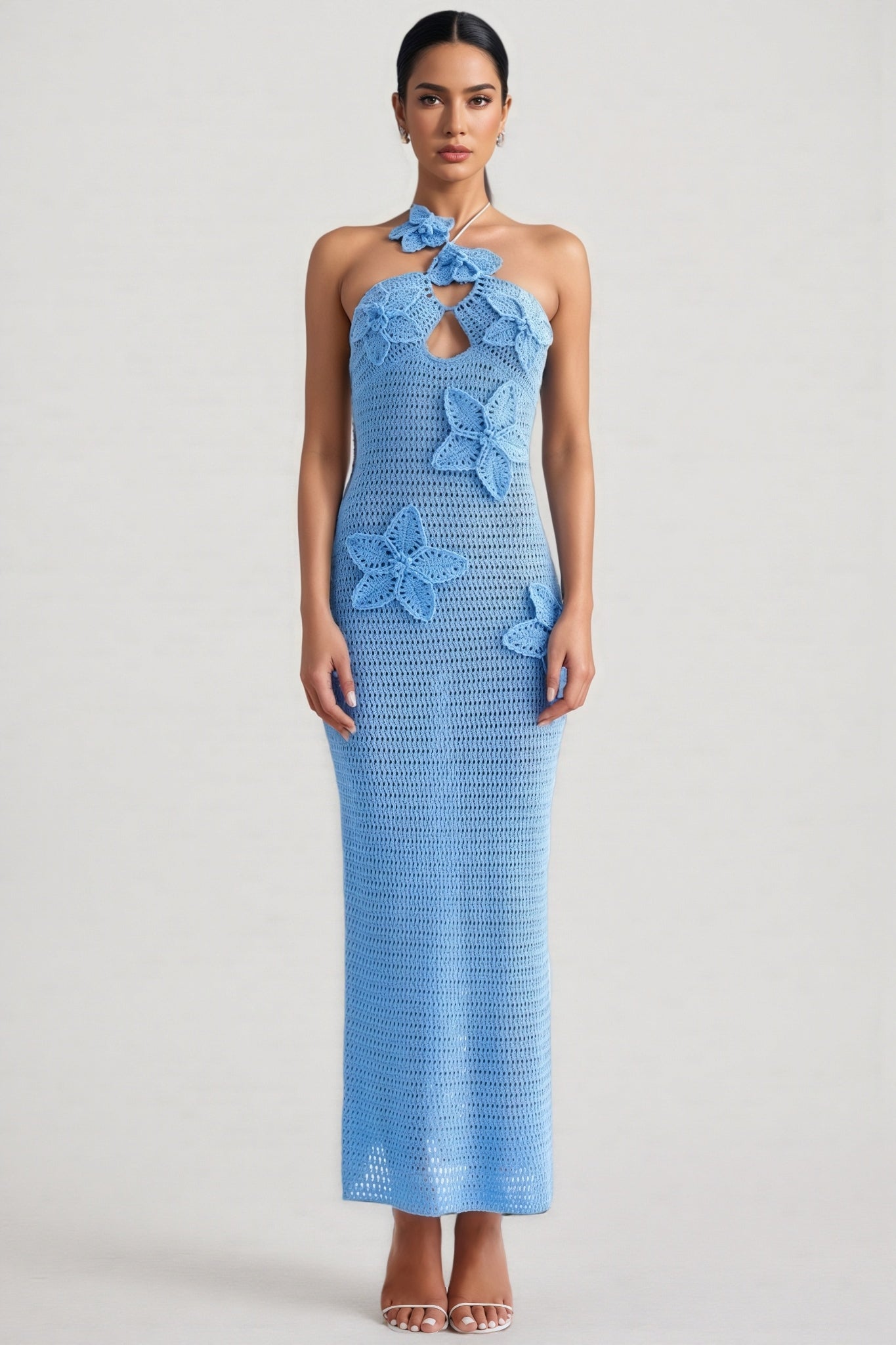 Remyed Openwork Knit 3d Maxi Dress