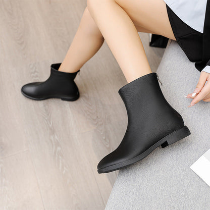 First Layer Cowhide Mother's Flat Comfortable Boots