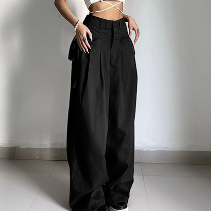 Color Y2k Cross Over Pleated Tailored Pants