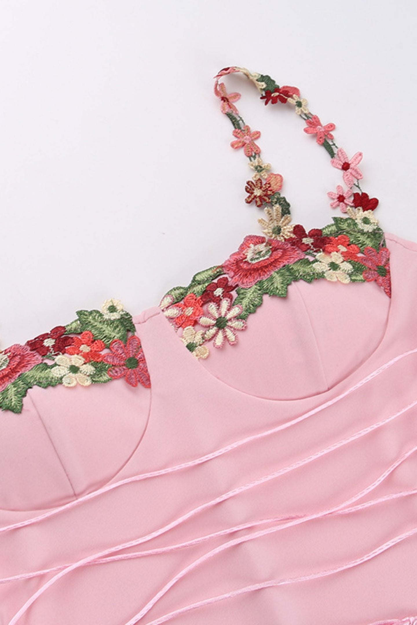 Brenda Embroidered Lace-up Midi Dress