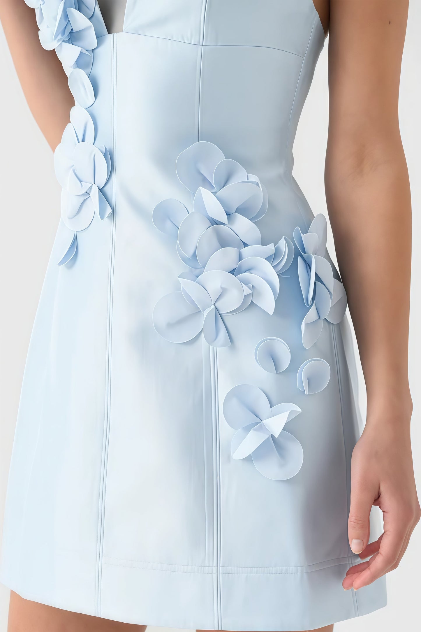 Raldris Blue Backless 3d Mini Dress