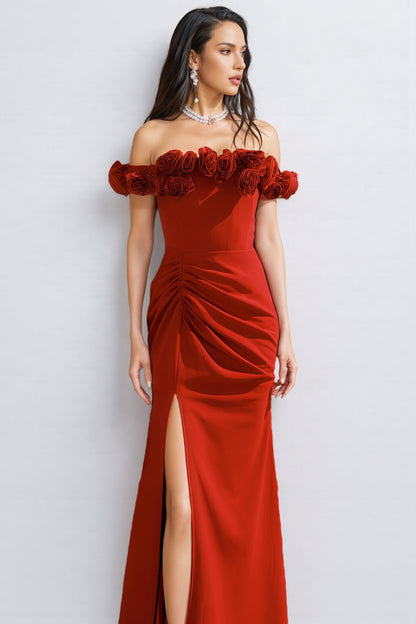 Lorins 3d Red Fishtail Maxi Dress