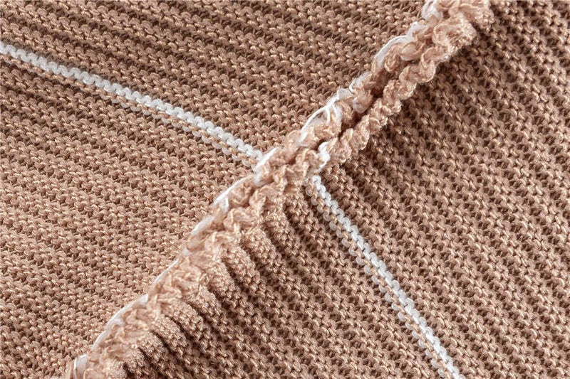Khaki – Striped Short-sleeve Two Piece Set