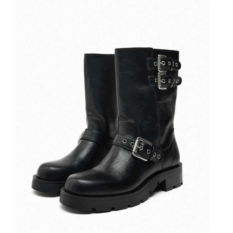 & Decoration Motorcycle Knight Retro Style Flat Shoes