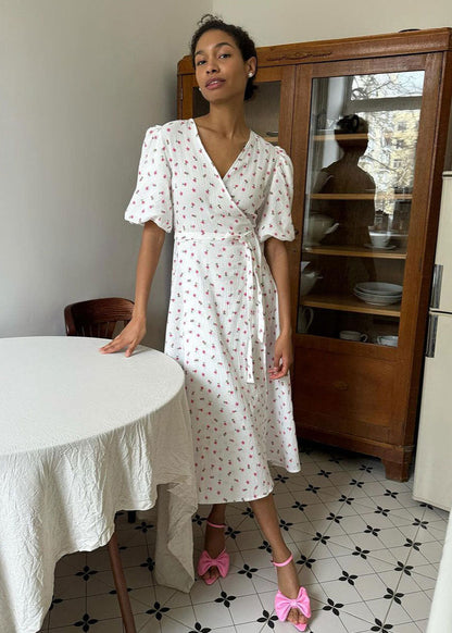 Maribel – Puff Sleeve Wrap Dress