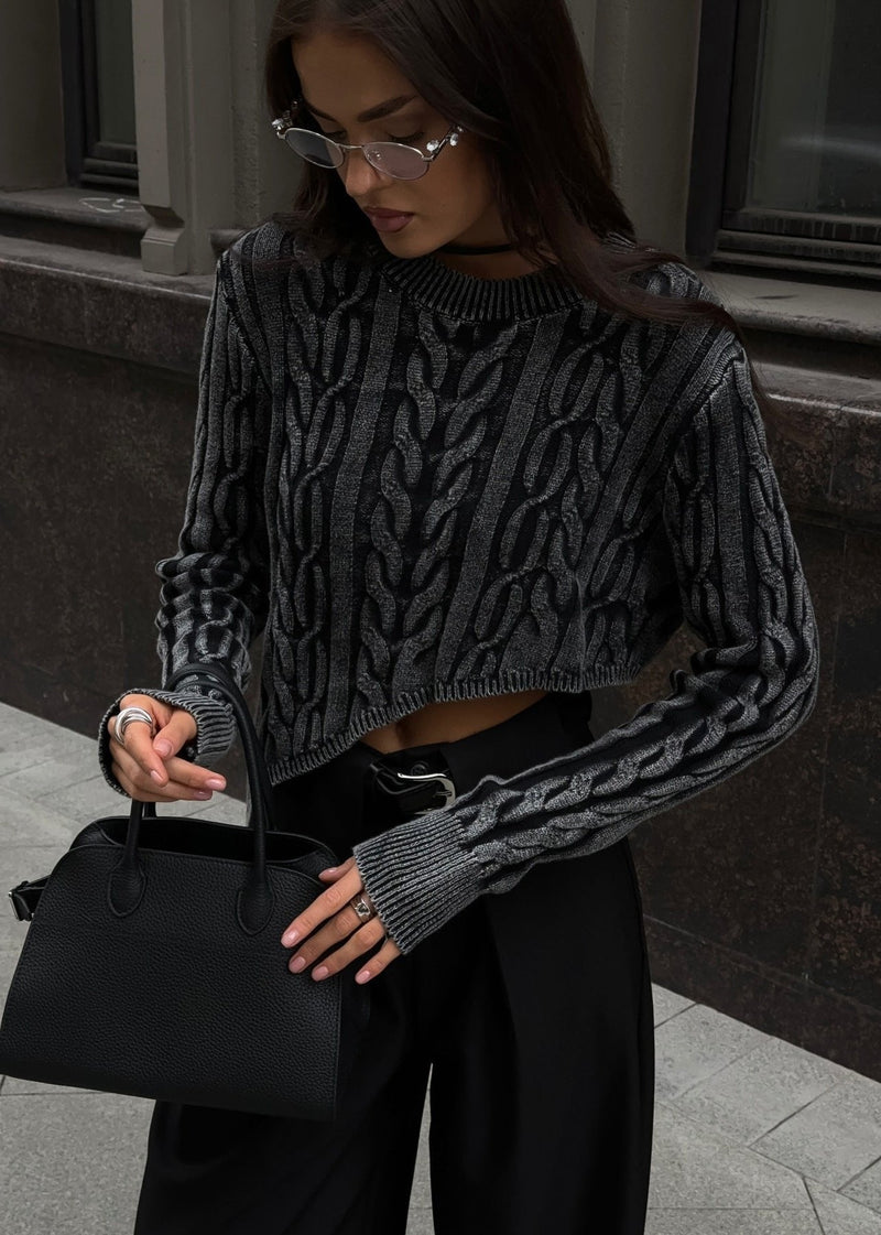 Harper Cropped Cable-knit Sweater