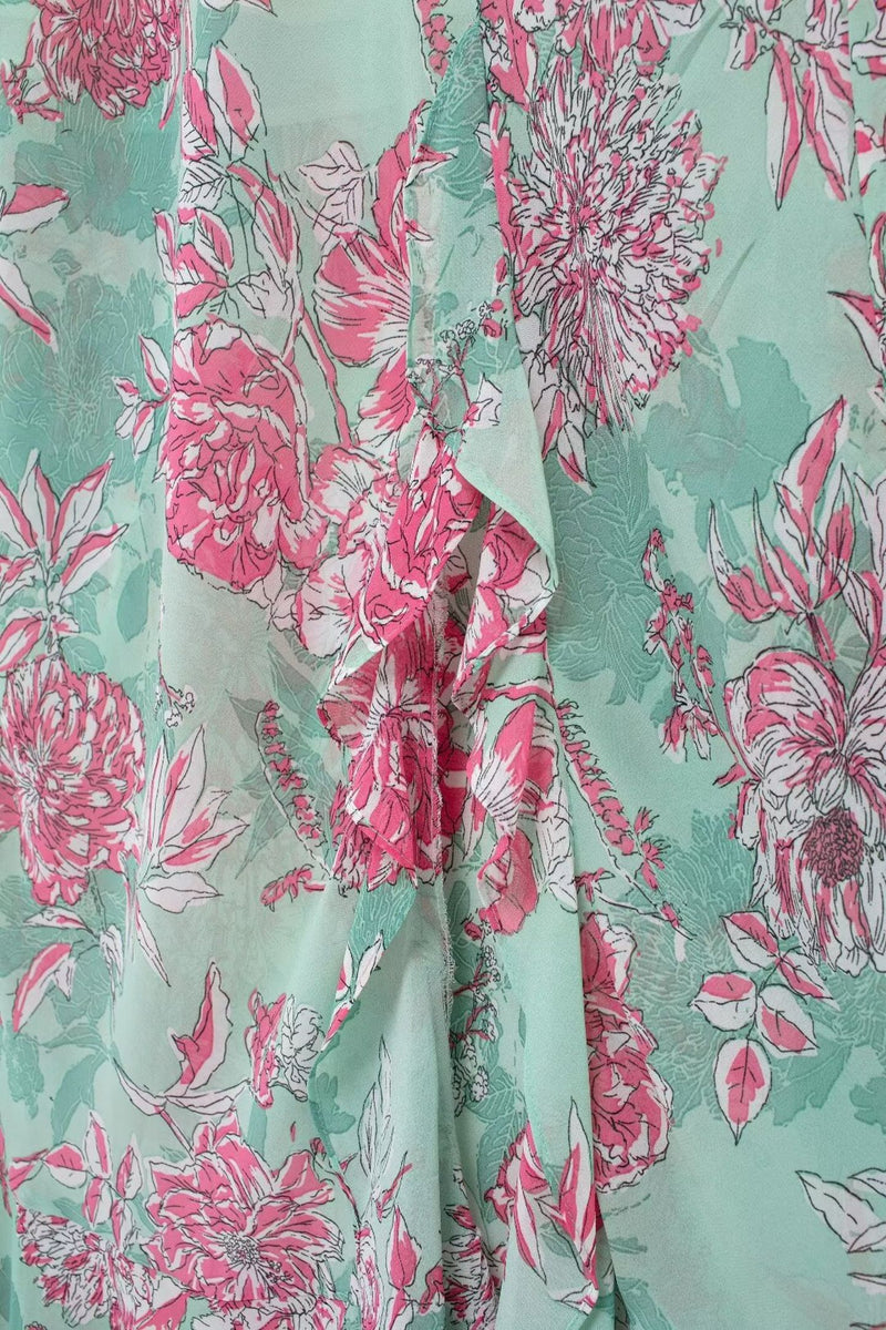Sabina Printed Spaghetti Strap Maxi Dress