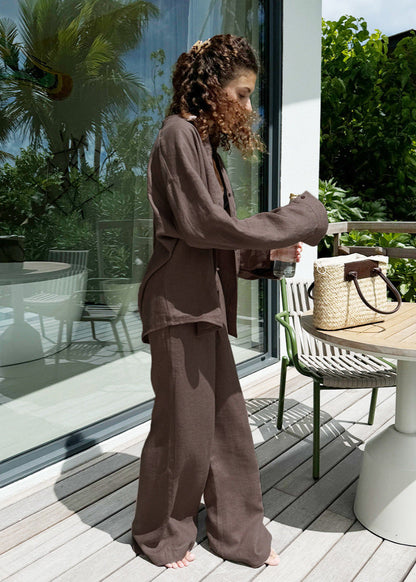 Luna – Breezy Lounge Shirt & Wide-leg Pants Set