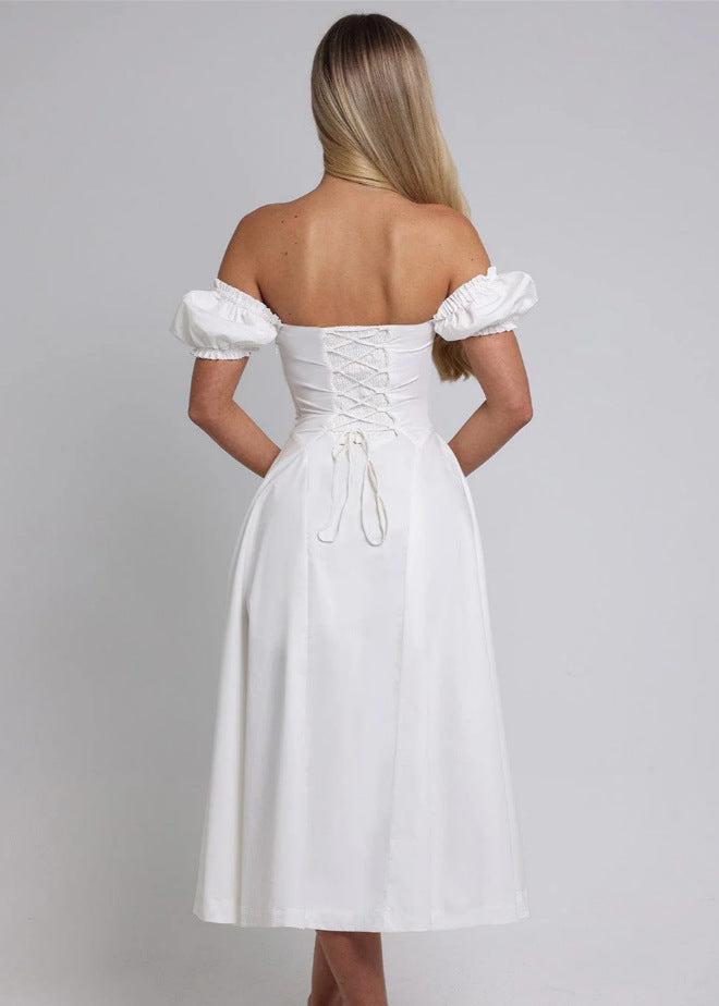 Celeste Lace-up Off-shoulder Dress