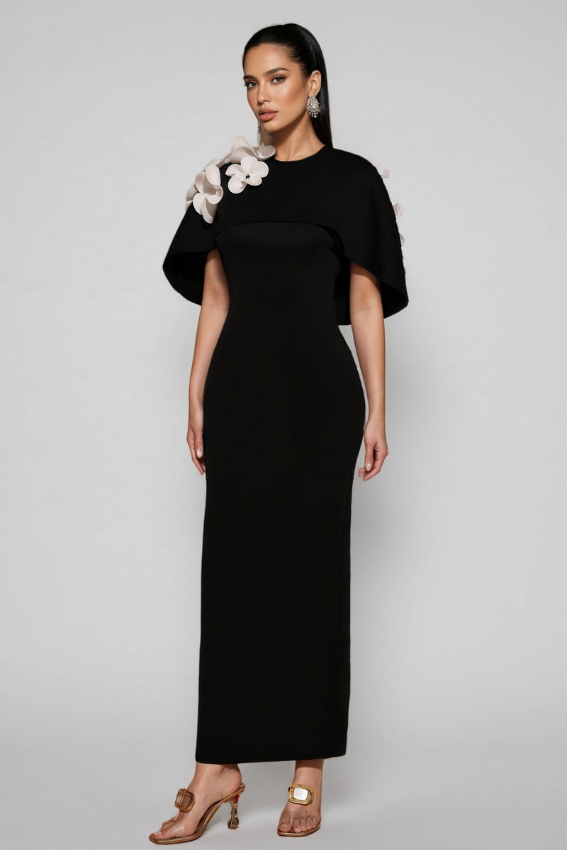 Elma Black 3d Maxi Dress
