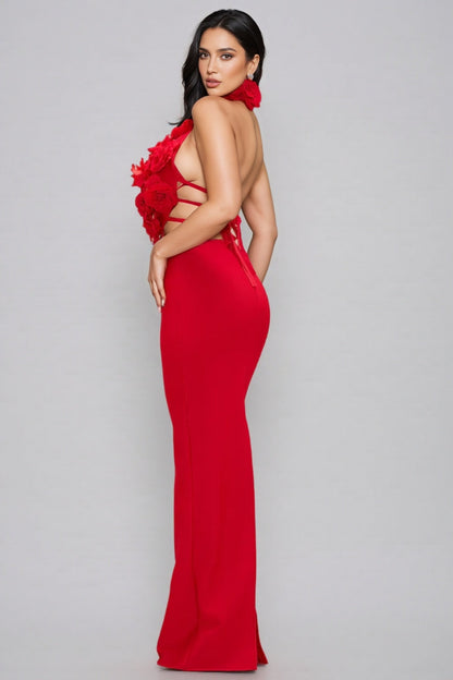 Toven Backless Red Maxi Dress