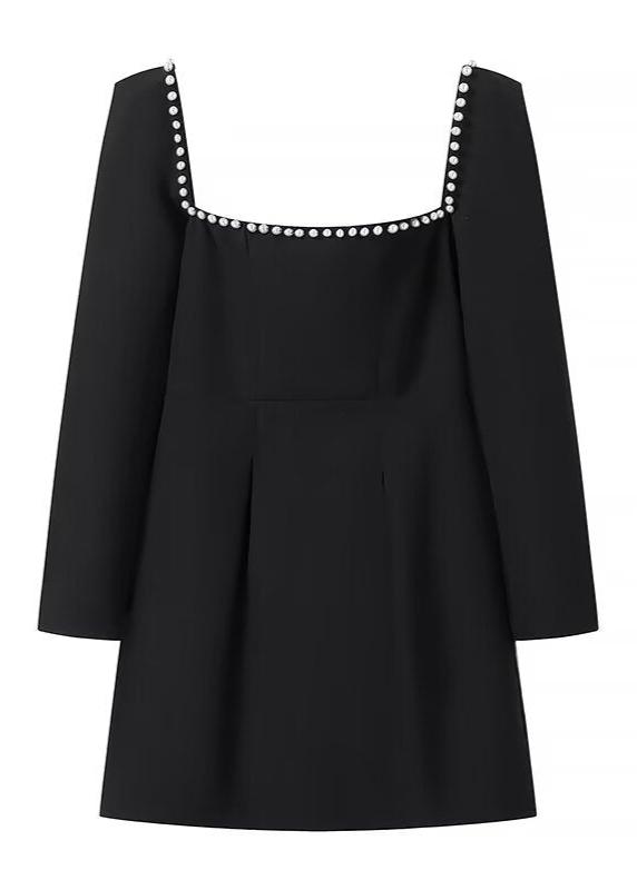 Pearl-trim Square Neck Mini Dress