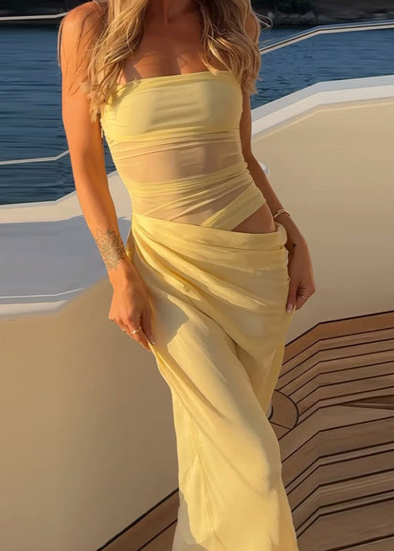 Celeste - Off-shoulder Ruched Maxi Dress