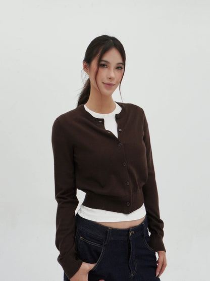 Slim-fit Cropped Knit Cardigan Sweater