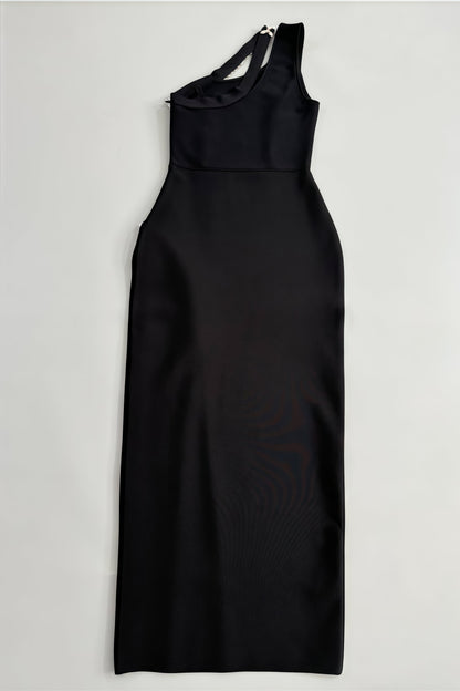 Willd Single Shoulder Studded Slit Maxi Dress