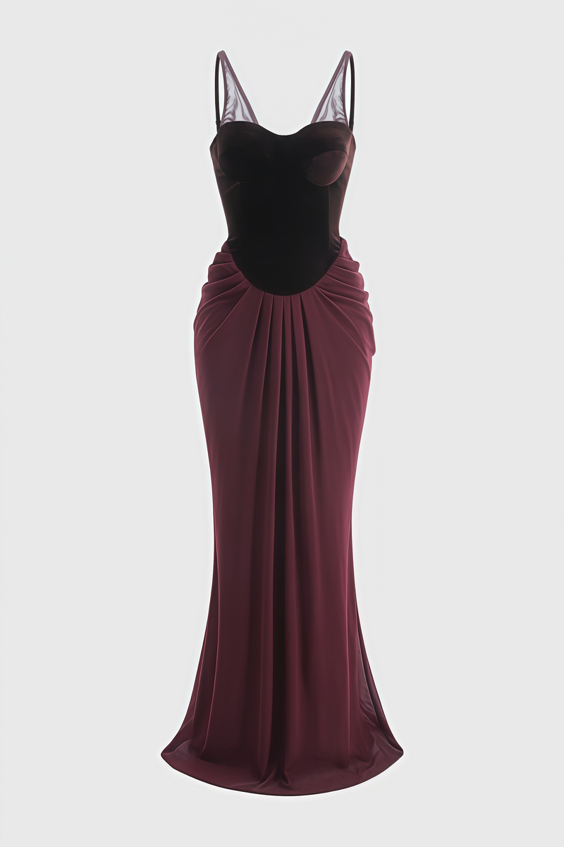 Sarioa Red Halter Pleated Maxi Dress