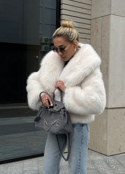 Celeste Faux Fur Plush Coat – Luxurious Short Winter Jacket