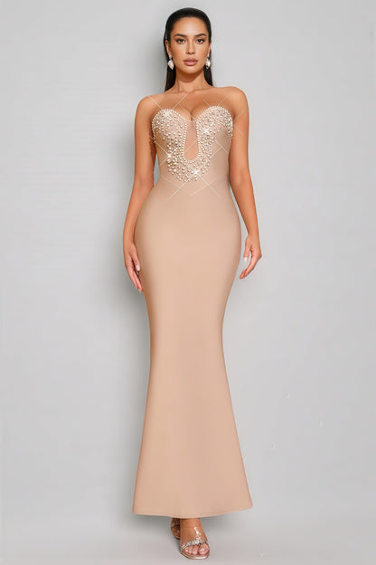 Iuana Sleeveless Beaded Bandage Maxi Dress