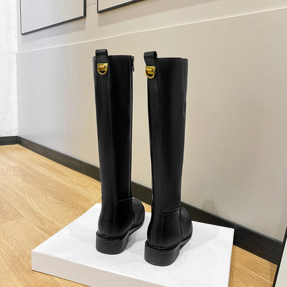 High-grade Thick Bottom Side Zipper Flat Boots