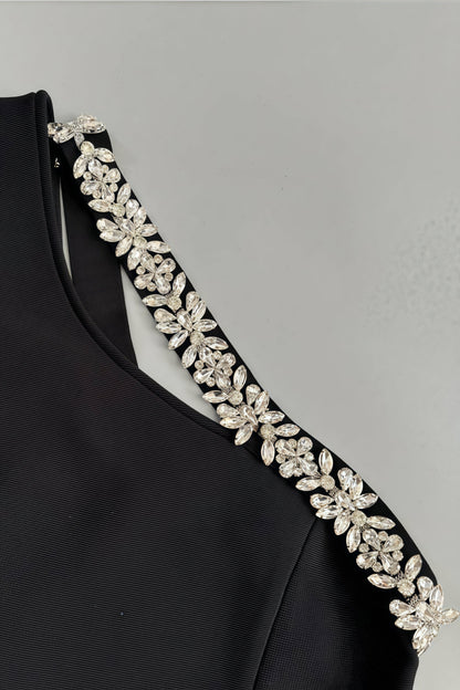 Willd Single Shoulder Studded Slit Maxi Dress