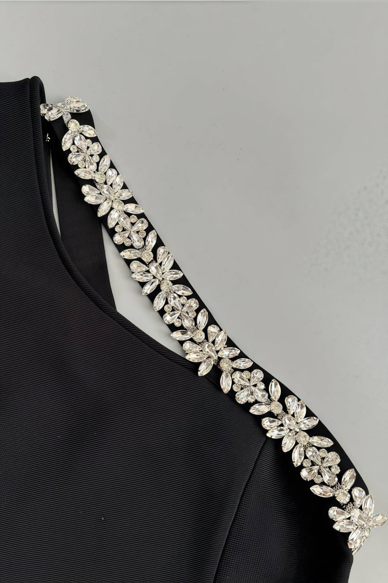 Willd Single Shoulder Studded Slit Maxi Dress
