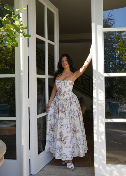 Lilac Gardenia – Strapless Corset Maxi Dress