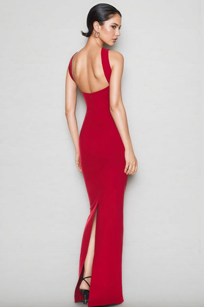 Aroa Sheath Tight Neckline Maxi Dress
