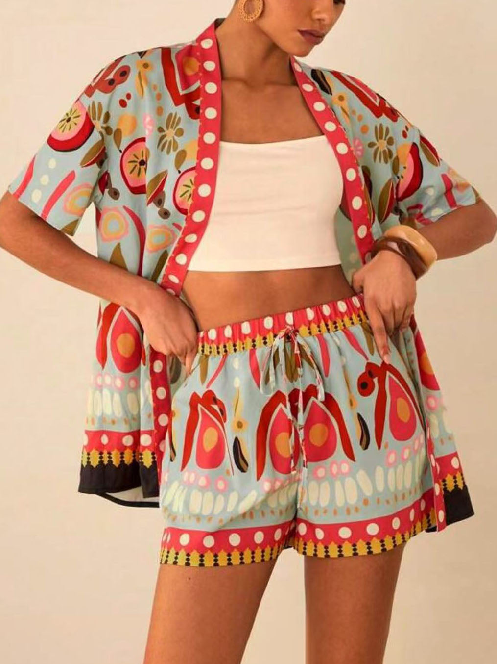 Personalized Graffiti Print Shorts Two-piece Set
