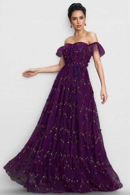 Vesper Purple One Shoulder Maxi Dress