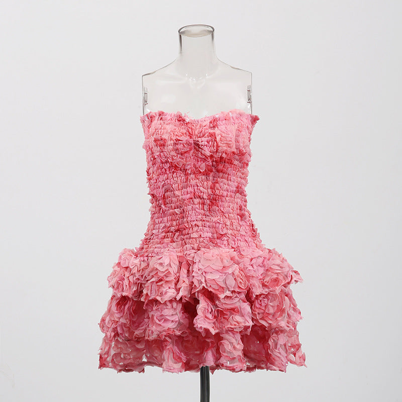 3d Strapless Bodycon Mini Dress _ Summer