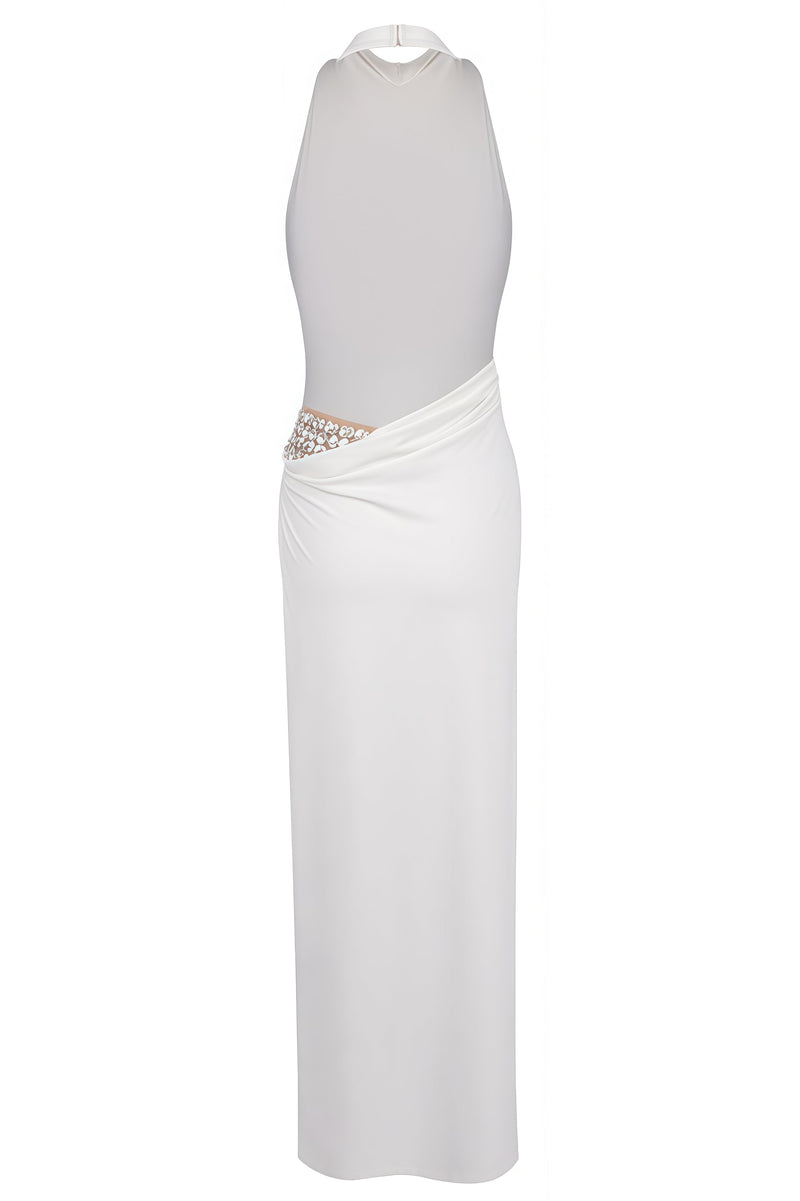 Eren Hollowed High Slit Studded Maxi Dress