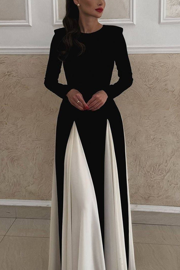 Getting Glam and Panelled Tulle Long Sleeve A-line Maxi Dress