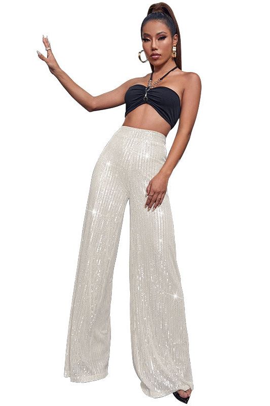 Sequined Loose Drape Pants