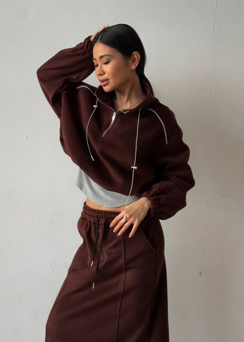 Sporty Half-zip Two-piece Set