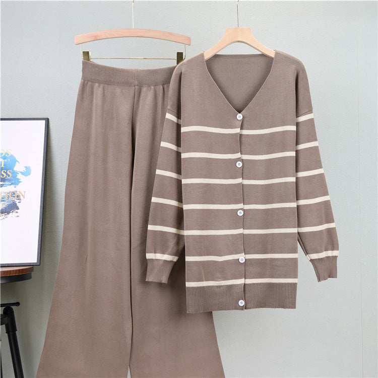 Camel - Wide-leg Two Piece Set