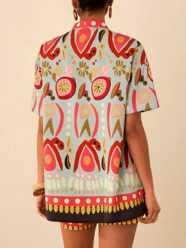 Personalized Graffiti Print Shorts Two-piece Set