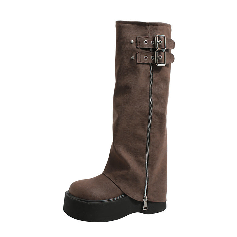 Autumn Small Pants Veet Lining Knight Thick Bottom Boots