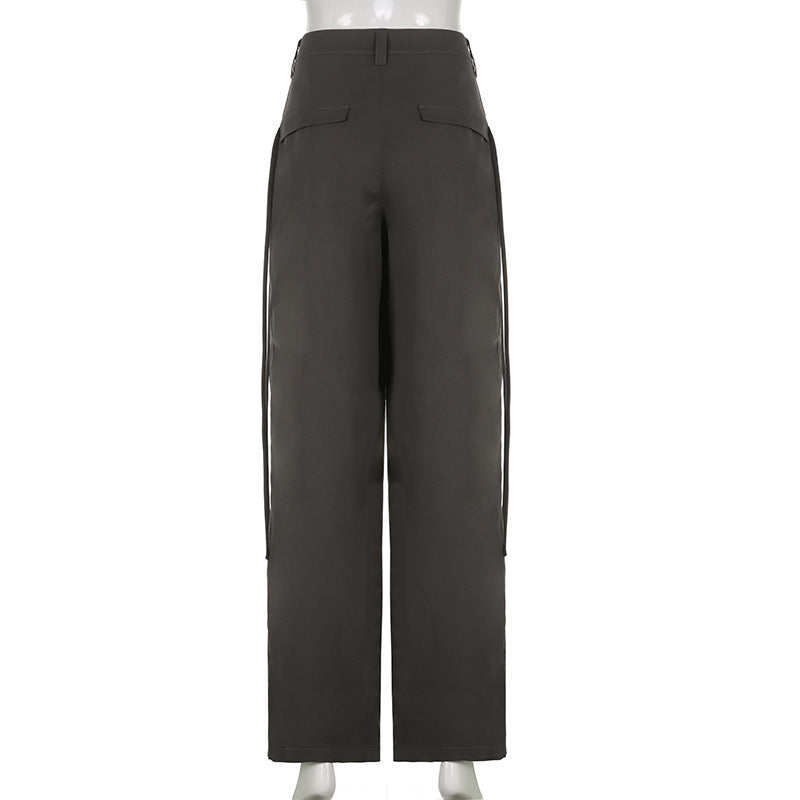Color Y2k Cross Over Pleated Tailored Pants