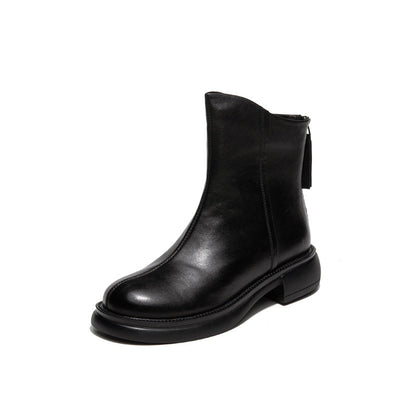 Layer Cowhide Autumn Flat Ankle Retro Boots