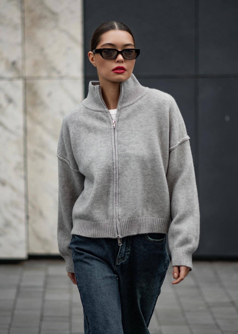 Luxe Heathered Zip-up Sweater