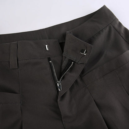 Color Y2k Cross Over Pleated Tailored Pants