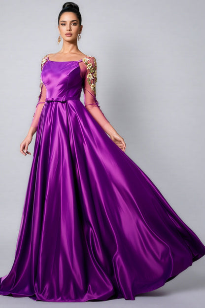Eira Long Sleeve Applique Maxi Dress