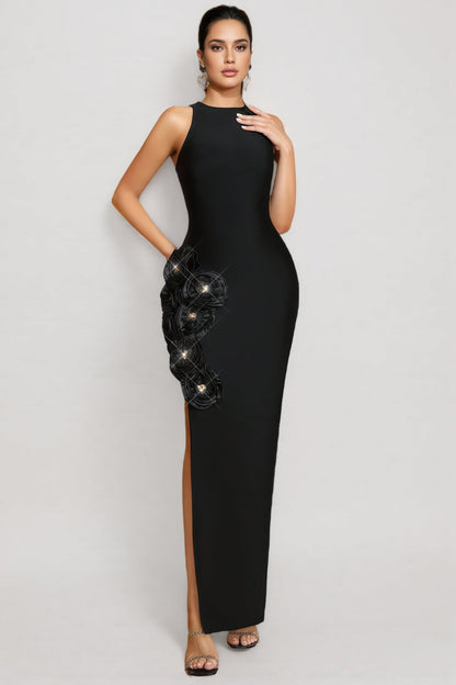 Noa Black 3d Bandage Maxi Dress