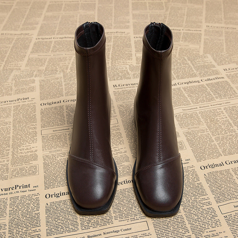 Flat Skinny Martin Brown Korean Style Boots