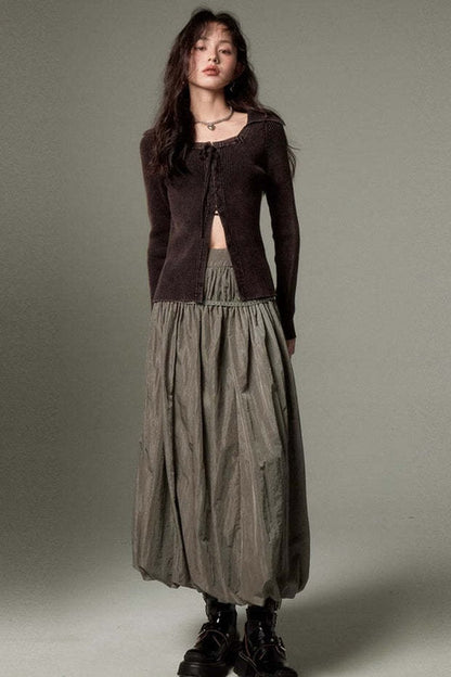 Ruffled Flowing Maxi Skirt